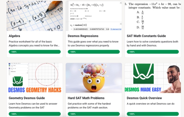 Free SAT Math resources available in the MVP Learners Skool classroom